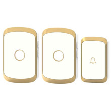 Home Welcome Intelligent Wireless Doorbell 300Meters Remote 36 Songs Door Bell EU Plug 1Button 2Receiver Gold