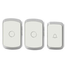 Sonnette Intelligente Sans Fil, Télécommande 300 Mètres, 36 Chansons, Prise UE, 1 Bouton, 2 Récepteurs, Argent.