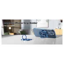 Magnetic Phone Grip Holder Portable Finger Ring Stand with 360 Rotation 90 Flip Kickstand for Smartphones Black