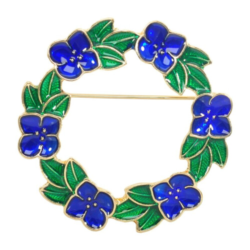 Broche de Natal com Coroa de Esmalte para Mulheres, Broche de Suéter Elegante e Requintado, Azul