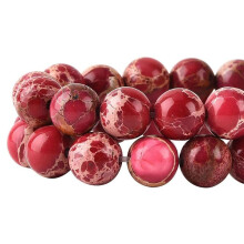 8mm Red Sea Sediment Imperial Jasper Round Gemstone Natural Stone Loose Beads for Jewelry Making Design Crafts 45 Pcs