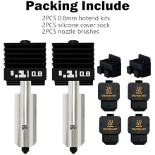 2pc 0.8MM Hotend Kit with Upgrade Hardened Steel Nozzle Extra 2pc Silicone Cover+2pc Nozzle Brush for H2D
