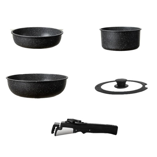Pots and Pans Set Detachable Handle,5 Piece Nonstick Kitchen Cookware Sets,Stackable Pots Pans Set with Removable Handle
