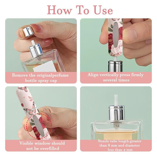 3Pcs Atomizer Perfume Bottles, Bottle Refillable Atomizer with Floral Butterfly Pattern, Portable Travel Container 2