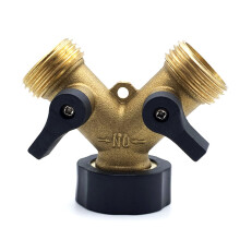 Y-Splitter-Tap-Adapter Y-Verteiler 2-Wege-Messing-Gartenschlauchanschluss Waschmaschine mit Absperrkugelventilen