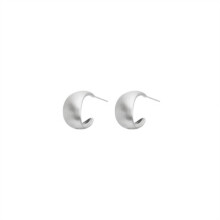 S925 Brushed Arc Earrings, Minimalist Matte Stud Earrings for Women
