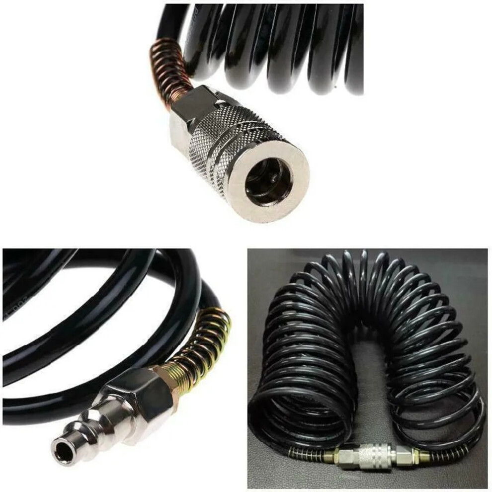 Air Compressor Hose Quick Coupler Pneumatic Adapter Inflating Coil Home Hardware Accessories And Parts 1Pc 1/4" Npt Black 6935161480757