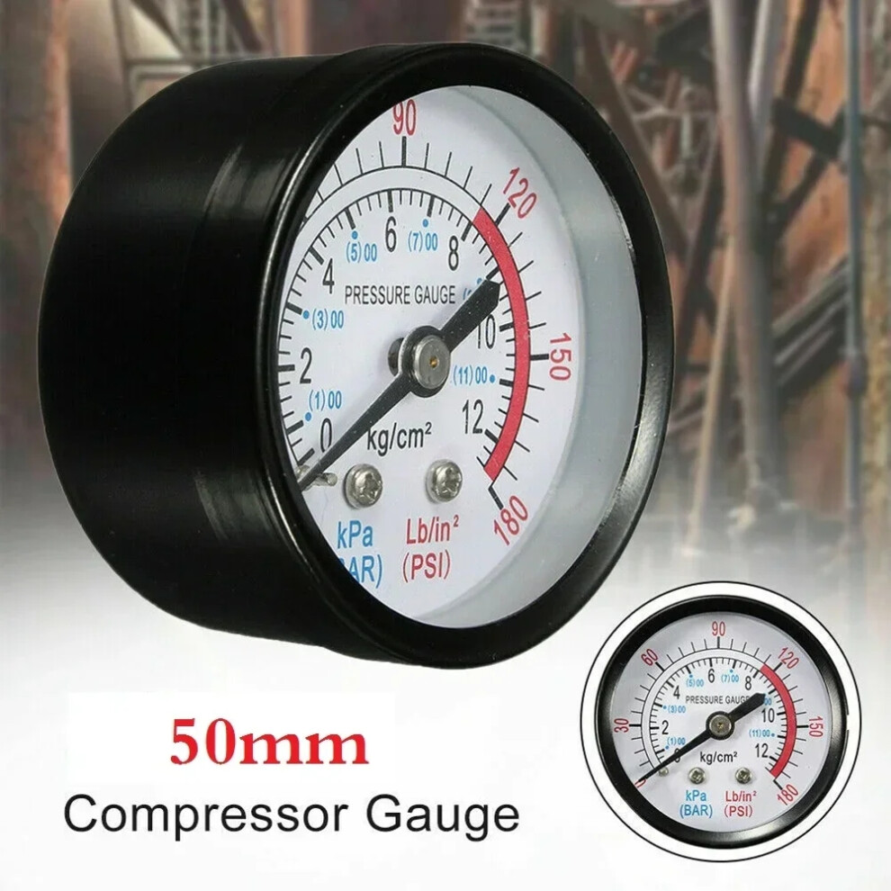 1/4" Thread 0-180Psi 0-12Bar Accurate For Air Pressure Measurement 1/4 Thread 50Mm Pressure Gauge For For Air Compressor 6935161468786