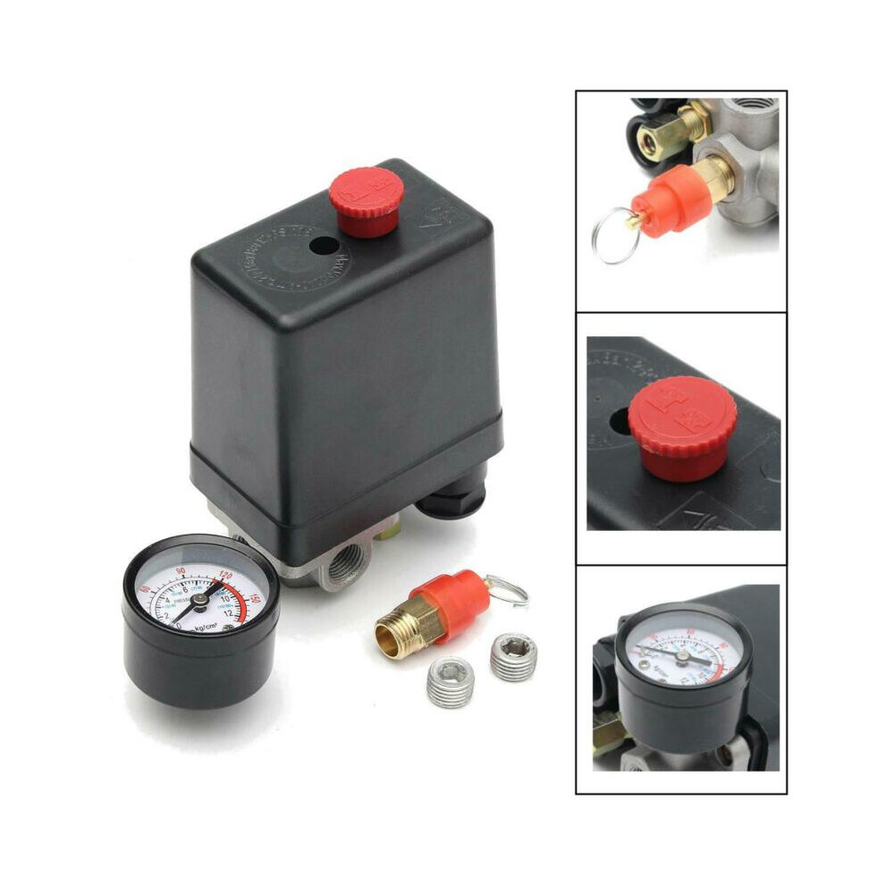 175Psi 4 Port Air Compressor Pressure Switch Manifold Regulator Safety Valve Bar Strong Plastic Shell Power Tool Accessories 6935161467338