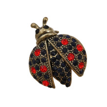 Glossy Alloy Ladybugs Pin Adorned With-Black and red ladybu