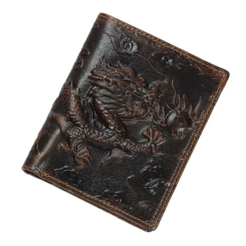Compact Design Bifold Wallet for Men, Leather Wallet with Dragon Pattern and Slim Profile, Multifunctional Organizer Featuring Exquisite Workmanship,