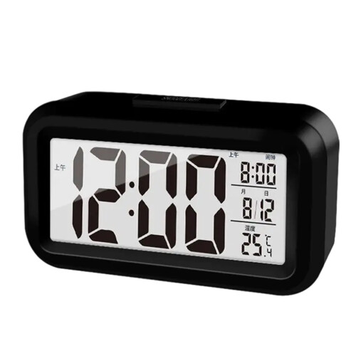 LCD Alarm Clock with Smart Digital Display, White Soft Background Lights Wide Viewing Angle Electronic Timepiece, Snooze Function Ultra-Quiet Scanning