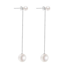 S925 Pearl Tassel Earrings, Face-Slimming Drop Earrings for Women