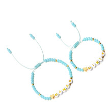 Bracelets de perles empilables, 2 pièces, avec perles-Amour bleu
