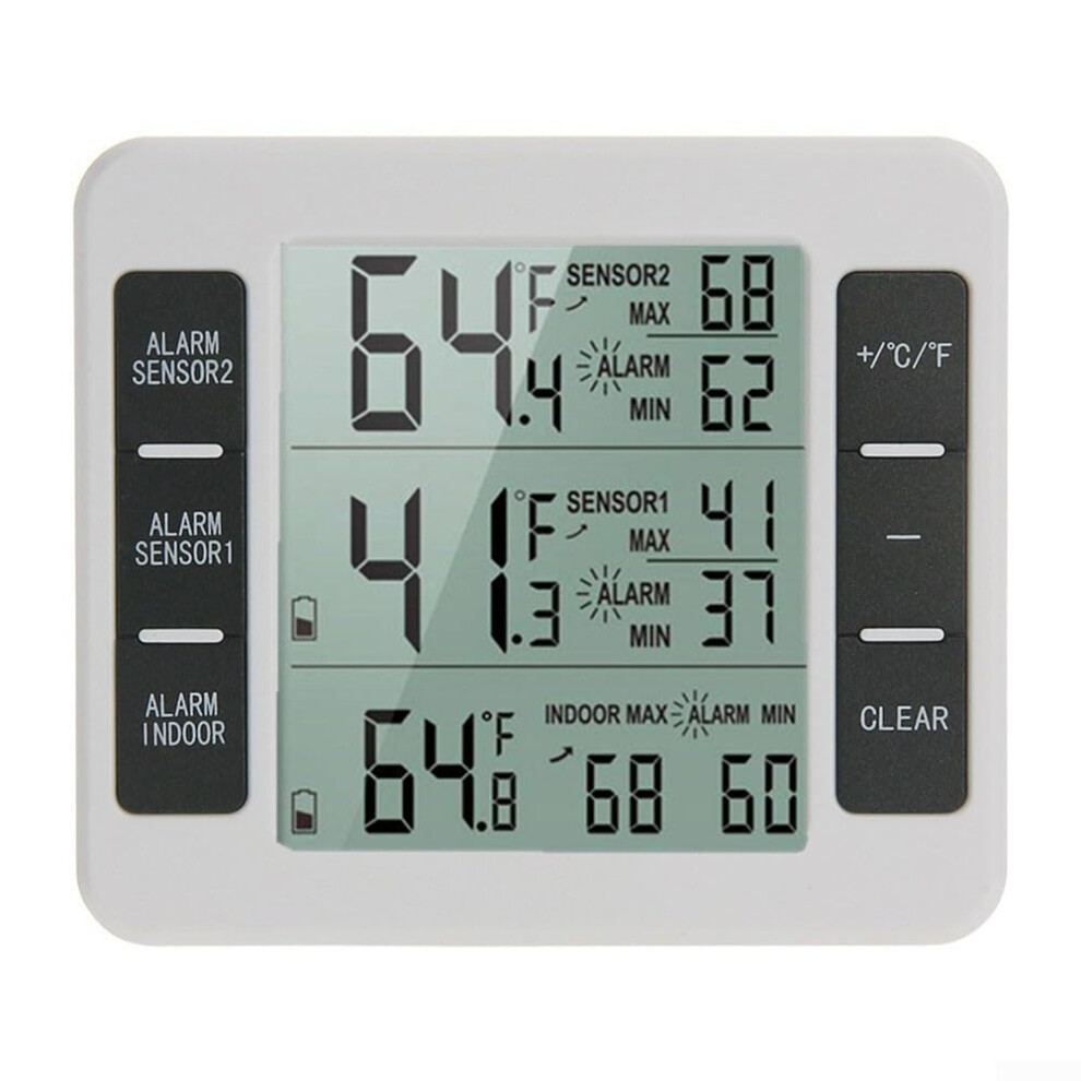 Wireless Refrigerator Thermometer with Alarm, Digital Freezer Temperature Display and 1 Sensor