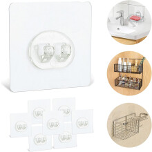 Adhesive Shower Hooks For Replacement, Clear Design Heavy-Duty Wall Adhesives With Strong Adhesion For Tempered Glass And Smooth Marble, Non-Discolora