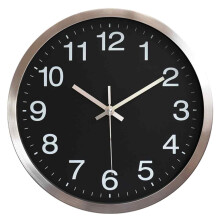 Silent Wall Clock 12-Inch Diameter, Easy to Read Battery Operated Timepiece with Non Ticking Quartz Movement, Modern Design Rust-Resistant Wall Mounte
