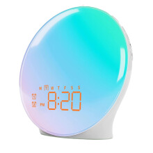 Sunset Simulation Alarm Clock with Adjustable Brightness, Wake Up Light Integrating Natural Sounds and Dual Alarm, Mood Light 7 Alarm Sounds for Peace