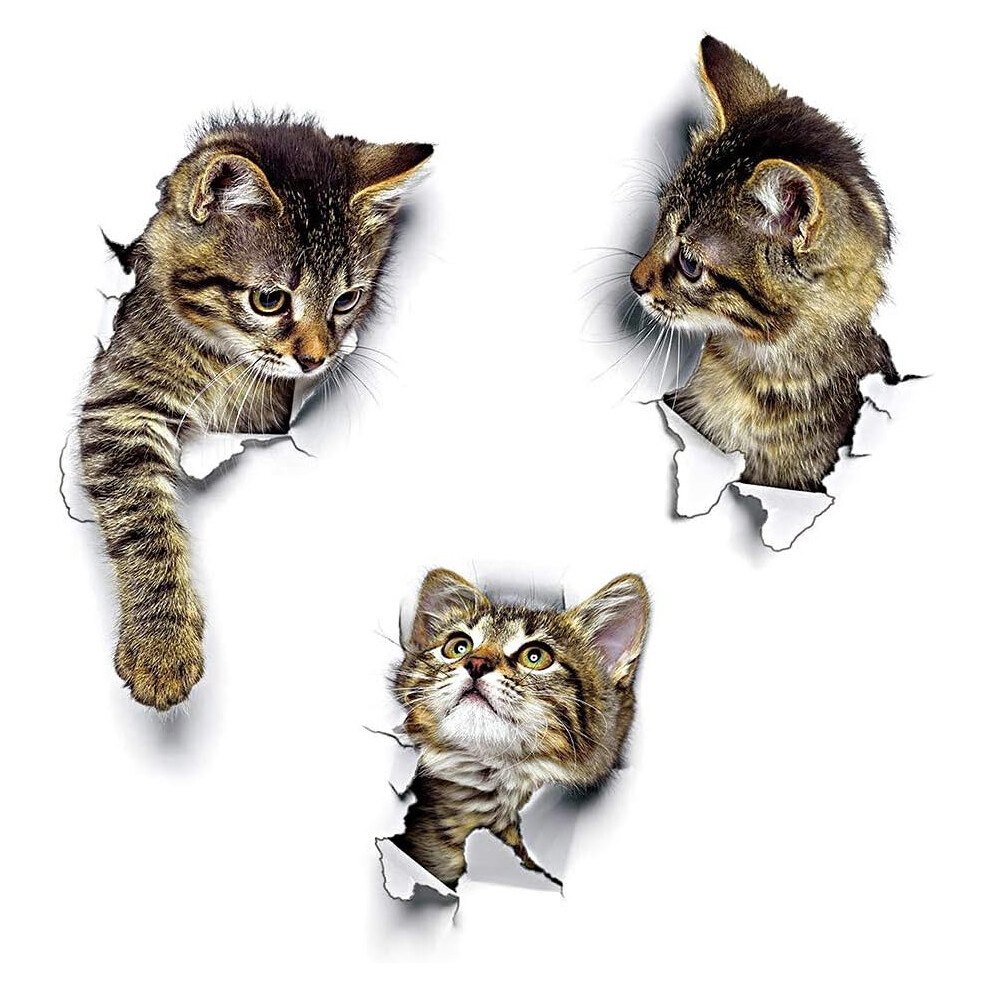 Smooth Surface Application 3D Wall Stickers, Removable Vinyl Art Murals for Children'S Room, Beautiful Wall Decoration Realistic View, Cute Cat