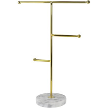Tisch-Schmuckorganizer für Damen, Schmuckständer mit 3 Ebenen, robuster und langlebiger Marmor-Metall-Konstruktion, höhenverstellbar