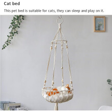 Boho Cat Window Perch, Handwoven Style Macrame Cat Hammock, Indoor Cat Bed for Sleeping, Round Shape Pet Bed, Easily Customizable for Additional