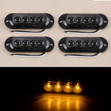 4-teiliges geräuchertes schwarzes Objektiv Amber LED-Seitenmarkierungslicht, passend für DC 12V-24V Anhänger, Lkw, Wohnwagen, Wohnwagen, Boot,