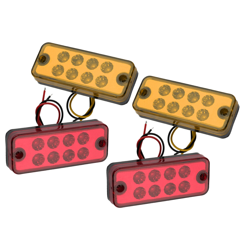 4Pcs & 8 Led Side Marker Indicator Clearance Lamp 12V Universal For Truck Trailer Lorry Atv Suv Ute Pickup Car Amber/Red/Light 6935161485547