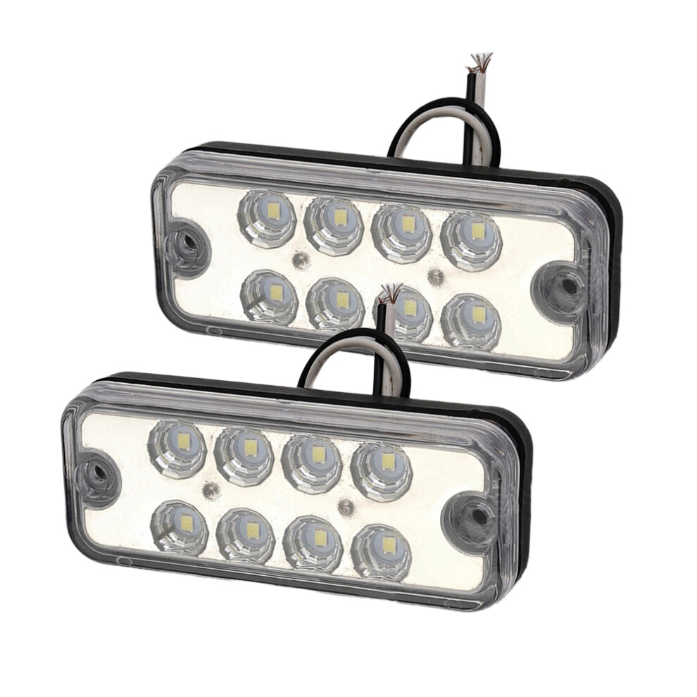 2Pcs 8 Led Side Marker Indicator Clearance Lamp 12V Universal For Truck Trailer Lorry Atv Suv Ute Pickup Car Boat White/Light 6935161485318