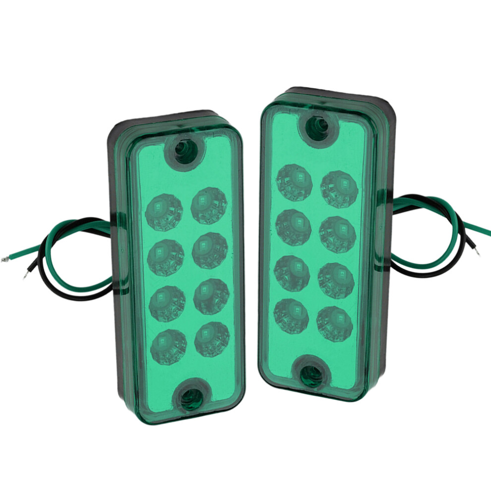 2Pcs 8 Led Side Marker Indicator Clearance Lamp 12V Universal For Truck Trailer Lorry Atv Suv Ute Pickup Car Boat Green/Light 6935161485035