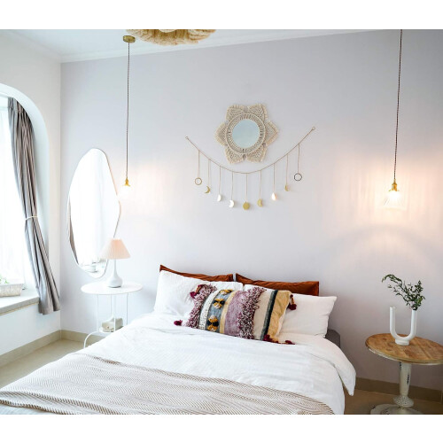 Καθρέφτης τοίχου Sunburst Boho, διακόσμηση σε μποέμικο στιλ και vintage, εύκολος κρεμαστός 2