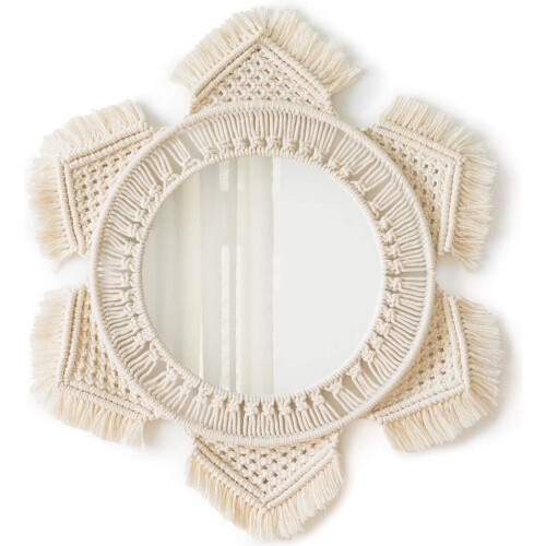Καθρέφτης τοίχου Sunburst Boho, διακόσμηση σε μποέμικο στιλ και vintage, εύκολος κρεμαστός
