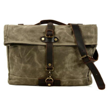 Waterproof Motorcycle Saddle Bag with Large Capacity Canvas Backpack Luggage Olive
