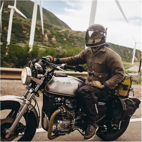 Waterproof Motorcycle Saddle Bag with Large Capacity Canvas Backpack Luggage Olive 1