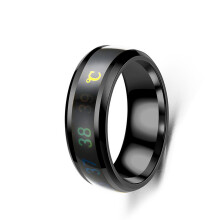 Bague en acier inoxydable à la mode avec affichage de la-Noir