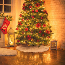 Décorations originales, jupe de sapin de Noël chaleureuse, jupe en fausse fourrure effet flocon de neige, matériau de haute qualité et
