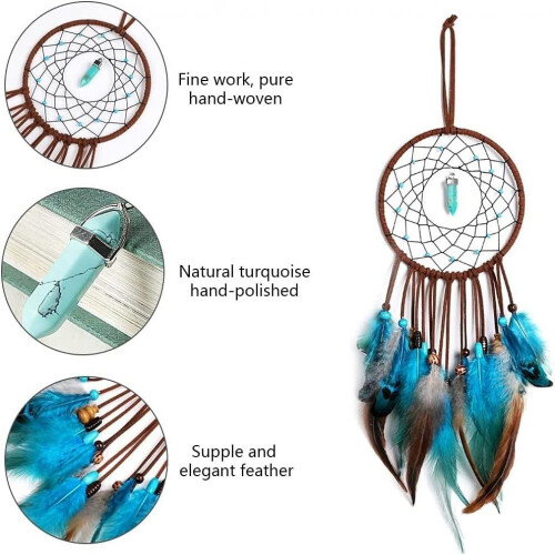 Ονειροπαγίδα, Παραδοσιακή Κρεμαστή Τοίχου από Φτερά με Μετάξι, Ιδανική για 1