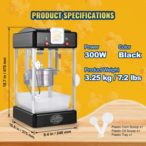 Machine à Pop-corn - DUOKU - NP08001SE - 300 W - 2,5 oz - Noir 1