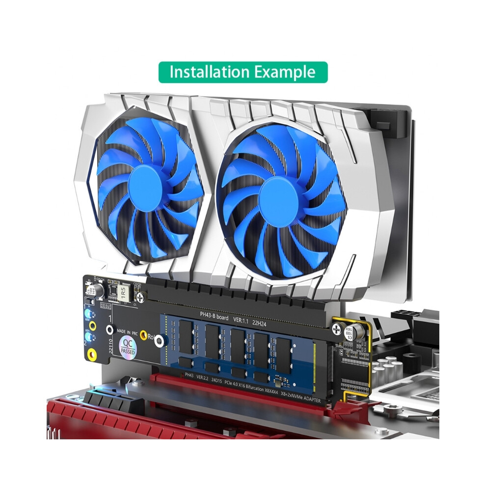 Pcie X16 To X8 X4 X4 Splitter Card Supports Pcie4.0 For Two M.2 Nvme Solid Disk Expansion And Servers Applications 6935161438413