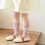 Mädchen Pink Mid-Calf-Socken mit Perlen-Bogen, Baumwolle, 14-16cm 3
