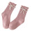 Mädchen Pink Mid-Calf-Socken mit Perlen-Bogen, Baumwolle, 14-16cm 7