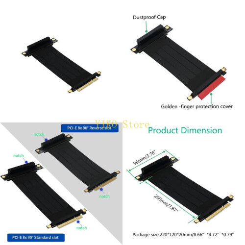 Cabo de extensão K32C Extensor de Cartão Riser PCI-E Express a 90 graus Extensor PCIE