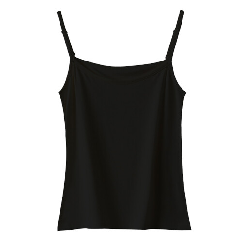 Damen schwarzes Modal-Spaghettiträger-Top, verstellbar, Einheitsgröße 1