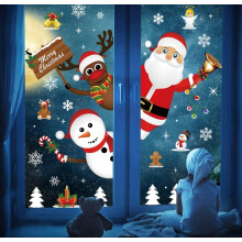Hochwertige Weihnachtsfensteraufkleber aus wiederverwendbarem PVC für doppelseitige Weihnachtsdekoration, einfach anzubringen, umweltfreundlich und