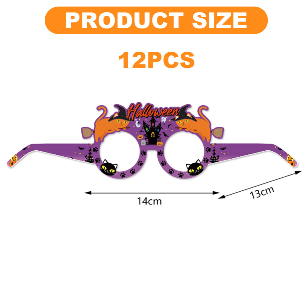 Halloween Glasses Set, Funny Halloween Design Photo Booth Props Cardstock Eyewear for Kids and Adults, Halloween Party Favors with Scary Elements for