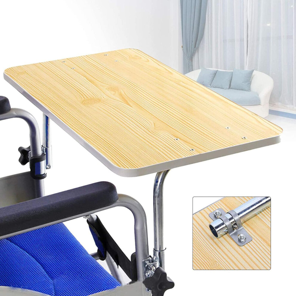 Wheelchair Tray with Extra Large Wooden Desktop, Detachable and Adjustable Lap Table for Eating and Reading