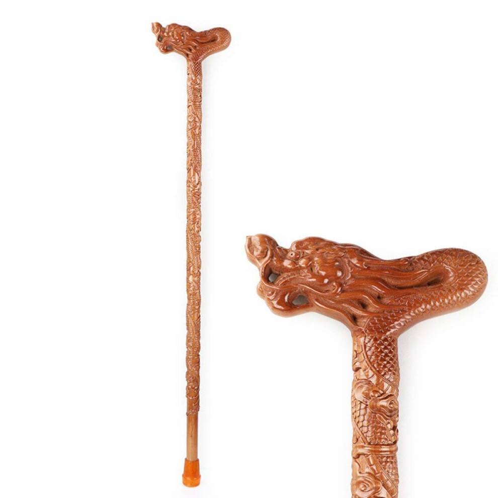 Wooden Walking Cane with Ergonomic Grip for Seniors, Rustic Trekking Pole for Outdoor Support