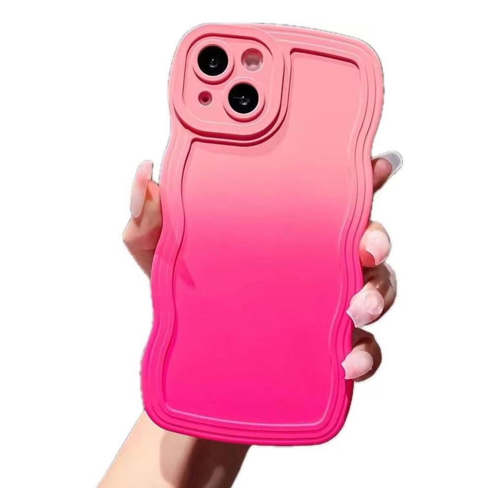 Gradient Wavy Edge Case For Iphone 14 Pro Anti Slip Grip Shockproof Soft Tpu Bumper Pink Rose Red Pink,Red 9199774516129