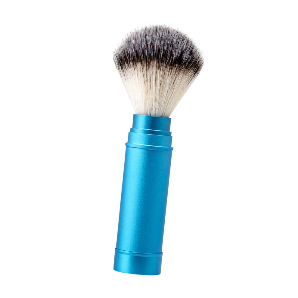 Cream Mens Shaving Brush Nylon Bristles Aluminum Handle Quick Dry Beard Brush For Travel And Daily Use