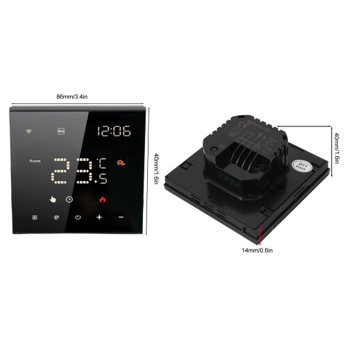 Black ME82 LED 7 Intelligenter Touchscreen-Thermostat 100-250VAC 1