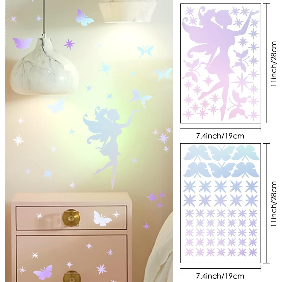 Glow In The Fairy Wall Sticker, Luminous Moon Decor For Girls Bedroom, Quality Pvc Material Waterproof Durable, Non-Toxic Safe For Children Dark